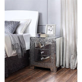 Kachina Rectangular 3-Drawer End Table in Mirrored and Faux Gems